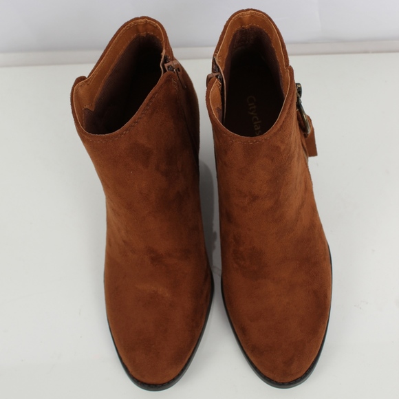 Cognac Zipper Stacked Heel Ankle Boot - Picture 5 of 8